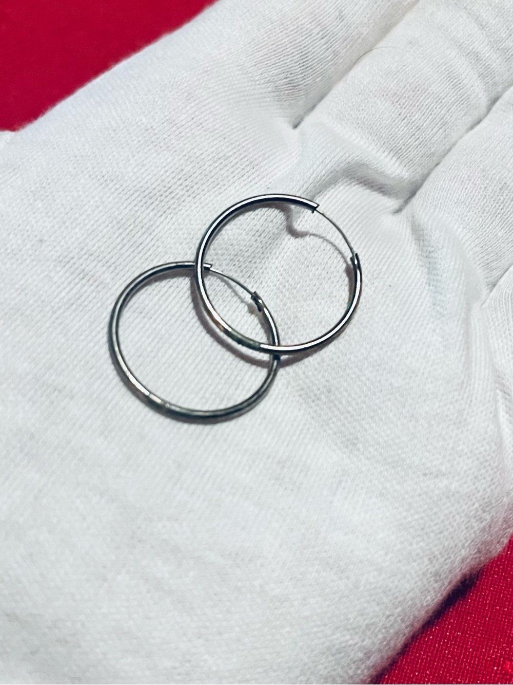 Vintage Silver Hoop Earrings - Pair
